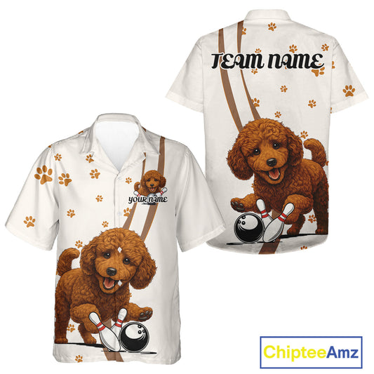 Custom Funny Poodle Dog Men And Women Bowling Team Shirt, Dog Lovers Bowling Uniform IPHW10212