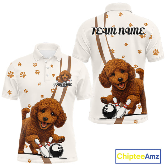 Custom Funny Poodle Dog Men Bowling Team Shirt, Dog Lovers Bowling Uniform IPHW10212