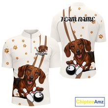Load image into Gallery viewer, Custom Funny Dachshund Dog Men Bowling Team Shirt, Dog Lovers Bowling Uniform IPHW10213