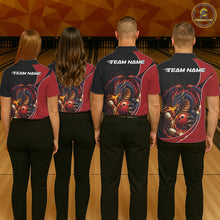 Load image into Gallery viewer, Custom Black And Red Fire Dragon Bowling Jerseys, Dragon Bowling Team Men Polo Shirt IPHW10365