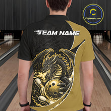 Load image into Gallery viewer, Custom Yellow Fire Dragon Bowling Jerseys, Dragon Bowling Team Men Polo Shirt IPHW10367