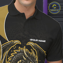 Load image into Gallery viewer, Custom Yellow Fire Dragon Bowling Jerseys, Dragon Bowling Team Men Polo Shirt IPHW10367