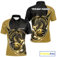 Load image into Gallery viewer, Custom Yellow Fire Dragon Bowling Jerseys, Dragon Bowling Team Men Polo Shirt IPHW10367