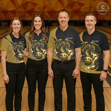 Load image into Gallery viewer, Custom Yellow Fire Dragon Bowling Jerseys, Dragon Bowling Team Men Polo Shirt IPHW10367