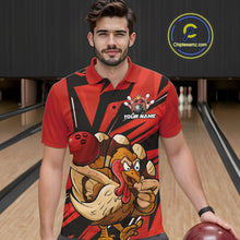 Load image into Gallery viewer, Custom Funny Turkey Bowling Shirts For Men, Red Thanksgiving Bowling Shirt Team Uniform IPHW10675