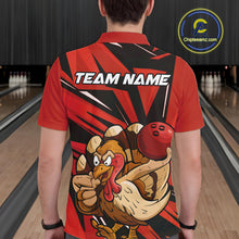 Load image into Gallery viewer, Custom Funny Turkey Bowling Shirts For Men, Red Thanksgiving Bowling Shirt Team Uniform IPHW10675