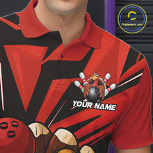 Load image into Gallery viewer, Custom Funny Turkey Bowling Shirts For Men, Red Thanksgiving Bowling Shirt Team Uniform IPHW10675
