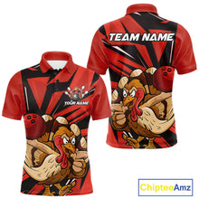 Load image into Gallery viewer, Custom Funny Turkey Bowling Shirts For Men, Red Thanksgiving Bowling Shirt Team Uniform IPHW10675