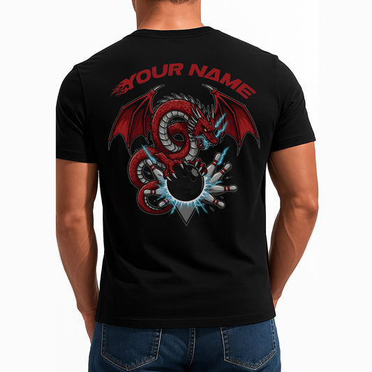 Personalized Bowling T-Shirts For Men, Red Dragon Thunder Lightning Team Uniform IPHW9074