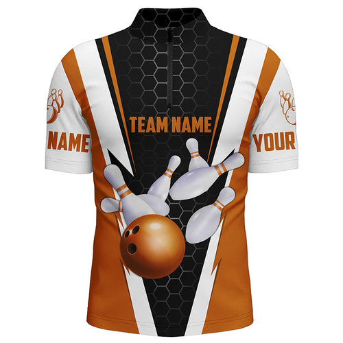 Bowling Shirts For Men Custom Name And Team Name Strike Bowling Ball And Pins, Team Bowling Shirts IPHW4946