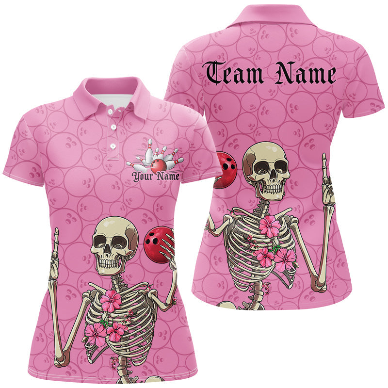 Custom Pink Halloween Bowling Shirts For Women, Funny Halloween Bowling Outfits IPHW7653