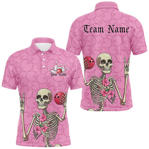 Custom Pink Halloween Bowling Shirts For Men, Funny Halloween Bowling Outfits IPHW7653