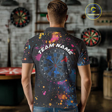 Load image into Gallery viewer, Custom Colorful Splatter Dart Team Polo Shirts For Men, Dart Team Jerseys IPHW9969