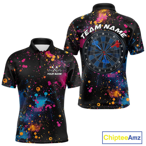 Custom Colorful Splatter Dart Team Polo Shirts For Men, Dart Team Jerseys IPHW9969