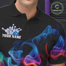 Load image into Gallery viewer, Custom Colorful Smoke Bowling Men Polo Shirts, Bowling League Shirt Bowlers Outfit IPHW9018