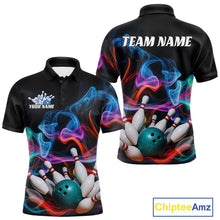 Load image into Gallery viewer, Custom Colorful Smoke Bowling Men Polo Shirts, Bowling League Shirt Bowlers Outfit IPHW9018