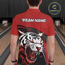 Load image into Gallery viewer, Custom Black And Red Tiger Bowling Team Polo Shirts For Men, Bowling League Shirt IPHW9019