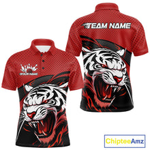 Load image into Gallery viewer, Custom Black And Red Tiger Bowling Team Polo Shirts For Men, Bowling League Shirt IPHW9019