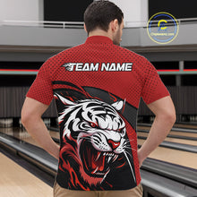 Load image into Gallery viewer, Custom Black And Red Tiger Bowling Team Quarter-Zip Shirts For Men, Bowling League Shirt IPHW9019