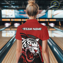 Load image into Gallery viewer, Custom Black And Red Tiger Bowling Team Quarter-Zip Shirt For Women, Bowling League Shirt IPHW9019