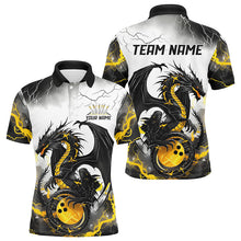 Load image into Gallery viewer, Black And Gold Thunder Lightning Custom Dragon Bowling Shirts For Men, Bowling League Shirts IPHW7061