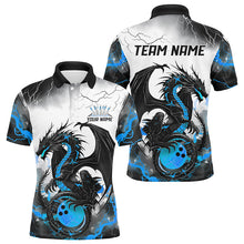 Load image into Gallery viewer, Black And Blue Thunder Lightning Custom Dragon Bowling Shirts For Men, Bowling League Shirts IPHW7062