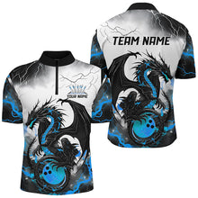 Load image into Gallery viewer, Black And Blue Thunder Lightning Custom Dragon Bowling Shirts For Men, Bowling League Shirts IPHW7062