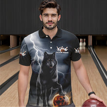 Load image into Gallery viewer, Custom Thunder Lightning Wolf Bowling Polo Shirts For Men, Wolf Bowling Jerseys IPHW8307
