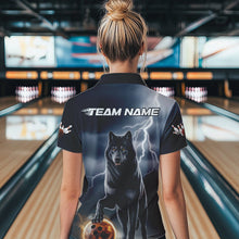 Load image into Gallery viewer, Custom Thunder Lightning Wolf Bowling Quarter-Zip Shirts For Women, Wolf Bowling Jerseys IPHW8307