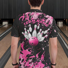Load image into Gallery viewer, Black And Pink Custom Bowling Team Men Polo Shirts, Bowling Ball And Pin Bowling Jerseys IPHW8798