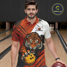 Load image into Gallery viewer, Custom Tiger Bowling Team Polo Shirts For Men, Tiger Claw Bowling Jerseys IPHW9026