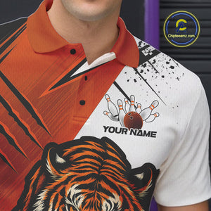 Custom Tiger Bowling Team Polo Shirts For Men, Tiger Claw Bowling Jerseys IPHW9026