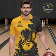 Load image into Gallery viewer, Custom Black And Yellow Cobra Snake Bowling Men Polo Shirts Team Uniform Bowling Pattern IPHW9030