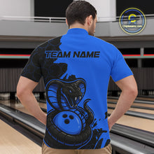 Load image into Gallery viewer, Custom Black And Blue Cobra Snake Bowling Men Quarter-Zip Shirts Team Uniform Bowling Pattern IPHW9031