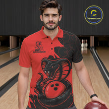 Load image into Gallery viewer, Custom Black And Red Cobra Snake Bowling Men Polo Shirts Team Uniform Bowling Pattern IPHW9032