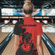 Load image into Gallery viewer, Custom Black And Red Cobra Snake Bowling Women Polo Shirts Team Uniform Bowling Pattern IPHW9032
