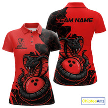 Load image into Gallery viewer, Custom Black And Red Cobra Snake Bowling Women Polo Shirts Team Uniform Bowling Pattern IPHW9032