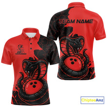 Load image into Gallery viewer, Custom Black And Red Cobra Snake Bowling Men Polo Shirts Team Uniform Bowling Pattern IPHW9032