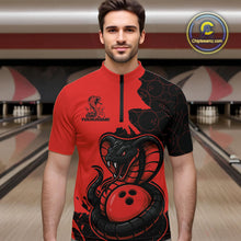 Load image into Gallery viewer, Custom Black And Red Cobra Snake Bowling Men Quarter-Zip Shirts Team Uniform Bowling Pattern IPHW9032