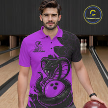 Load image into Gallery viewer, Custom Black And Purple Cobra Snake Bowling Men Polo Shirts Team Uniform Bowling Pattern IPHW9033