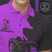 Load image into Gallery viewer, Custom Black And Purple Cobra Snake Bowling Men Polo Shirts Team Uniform Bowling Pattern IPHW9033