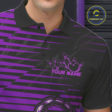 Load image into Gallery viewer, Custom Black And Purple Scorpion Bowling Team Polo Shirts For Men, Bowling League Shirt IPHW9035