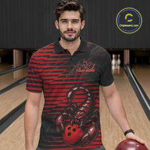 Load image into Gallery viewer, Custom Black And Red Scorpion Bowling Team Polo Shirts For Men, Bowling League Shirt IPHW9036