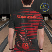 Load image into Gallery viewer, Custom Black And Red Scorpion Bowling Team Polo Shirts For Men, Bowling League Shirt IPHW9036