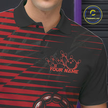 Load image into Gallery viewer, Custom Black And Red Scorpion Bowling Team Polo Shirts For Men, Bowling League Shirt IPHW9036