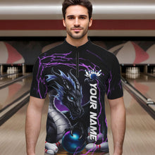 Load image into Gallery viewer, Blue And Purple Thunder Lightning Custom Dragon Bowling Team Quarter-Zip Shirts For Men IPHW8317