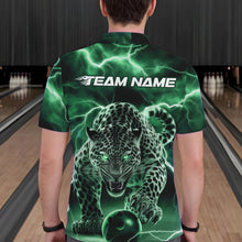 Load image into Gallery viewer, Green Thunder Lightning Custom Leopard Bowling Polo Shirts For Men, Bowling League Shirt IPHW8320