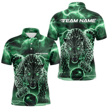 Load image into Gallery viewer, Green Thunder Lightning Custom Leopard Bowling Polo Shirts For Men, Bowling League Shirt IPHW8320