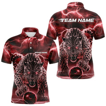 Load image into Gallery viewer, Red Thunder Lightning Custom Leopard Bowling Polo Shirts For Men, Bowling League Shirt IPHW8321