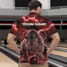 Load image into Gallery viewer, Red Thunder Lightning Custom Leopard Bowling Quarter-Zip Shirts For Men, Bowling League Shirt IPHW8321